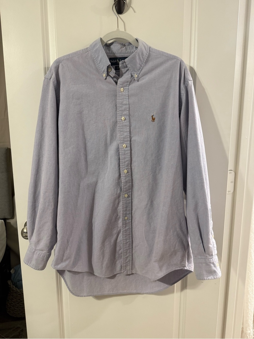 Ralph Lauren Men’s Light Blue Oxford Yarmouth Cotton Button-Down Shirt 16.5-34